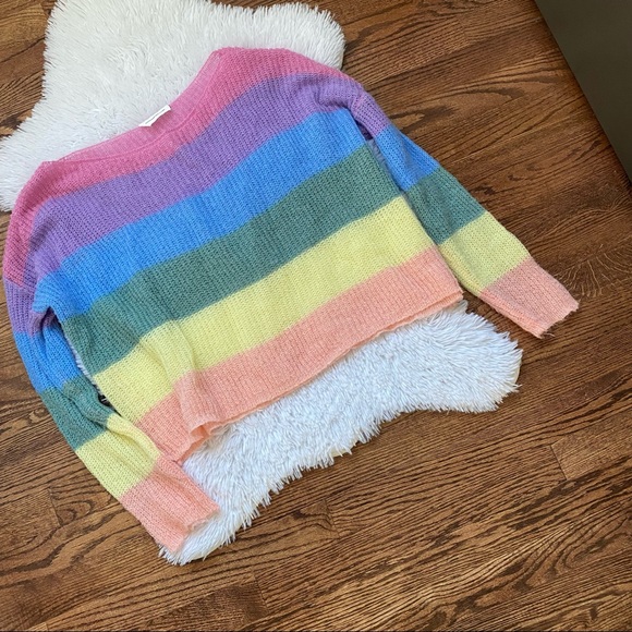 Goodnight Macaroon NEW Colorblock Rainbow Sweater size M/L - Picture 3 of 5